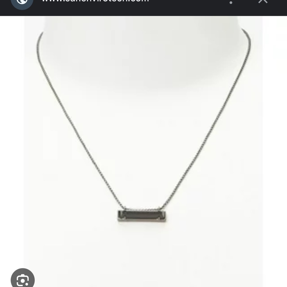 Kendra Scott Leanor Silver Pendant Necklace in Black NEW